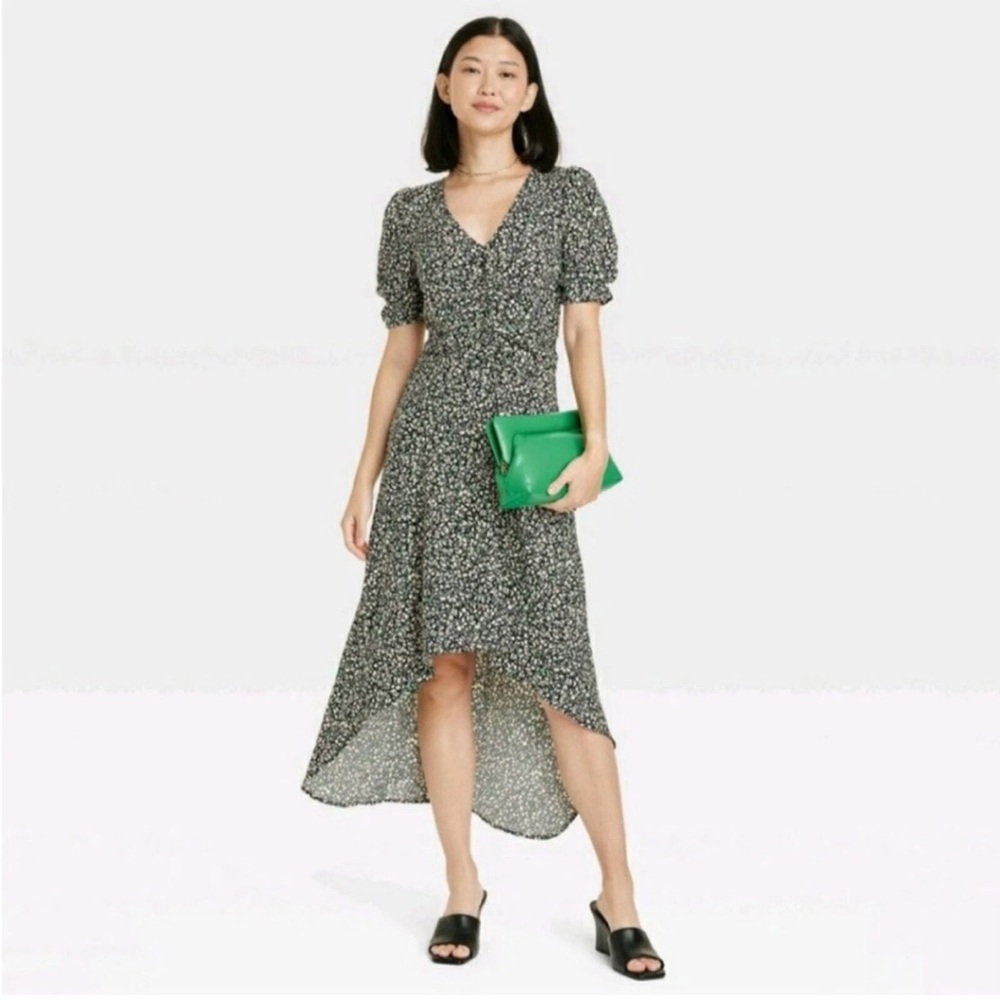 Woman’s beautiful floral floral high low dress